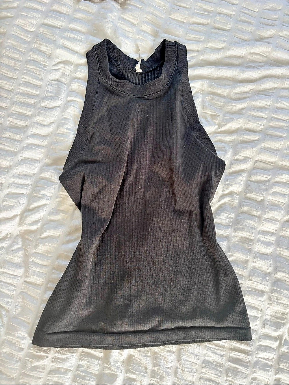 Athleta Ribbed High-Neck Tank Top Black Like New